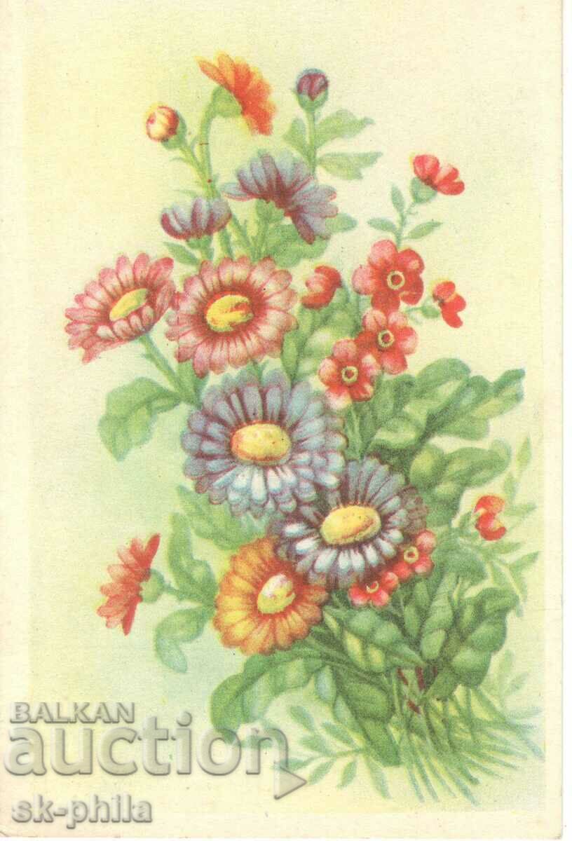 Old card - flowers - Bouquet of spring flowers