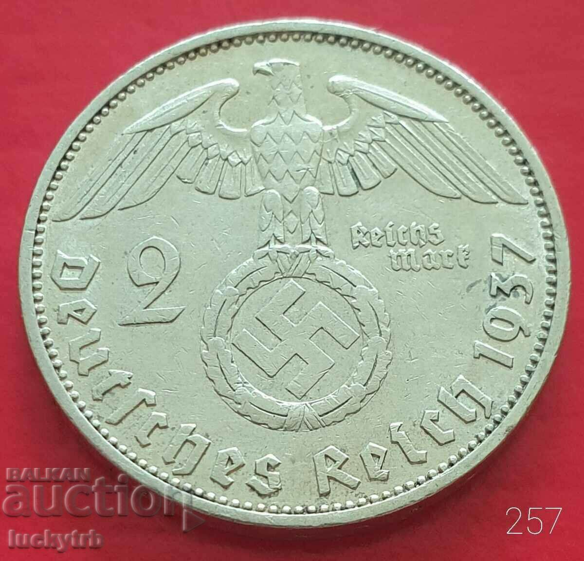 2 timbre 1937 "A" - Germania - Argint - Al treilea Reich