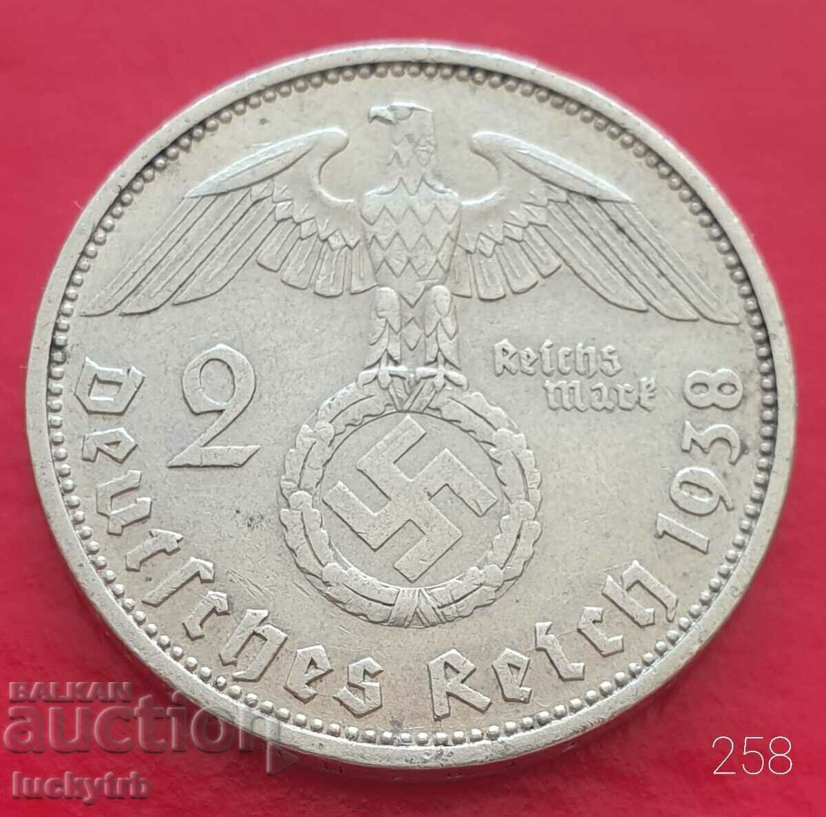 2 stamps 1938 "A" - Germany - Silver - Third Reich