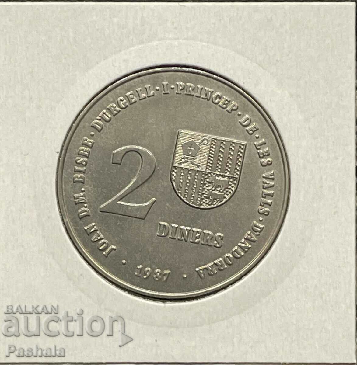 Andorra 2 Diners 1987 with price 25.00 BGN | € 12.78 Andorra 2 Diners 1987 with price 25.00 BGN | € 12.78