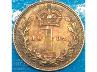 Marea Britanie 1 Pence 1902 Maundy Edward VII Argint