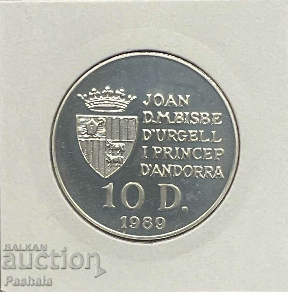Andorra 10 dinars 1989. Silver. with price 50.00 BGN | € 25.56 Andorra 10 dinars 1989. Silver. with price 50.00 BGN | € 25.56
