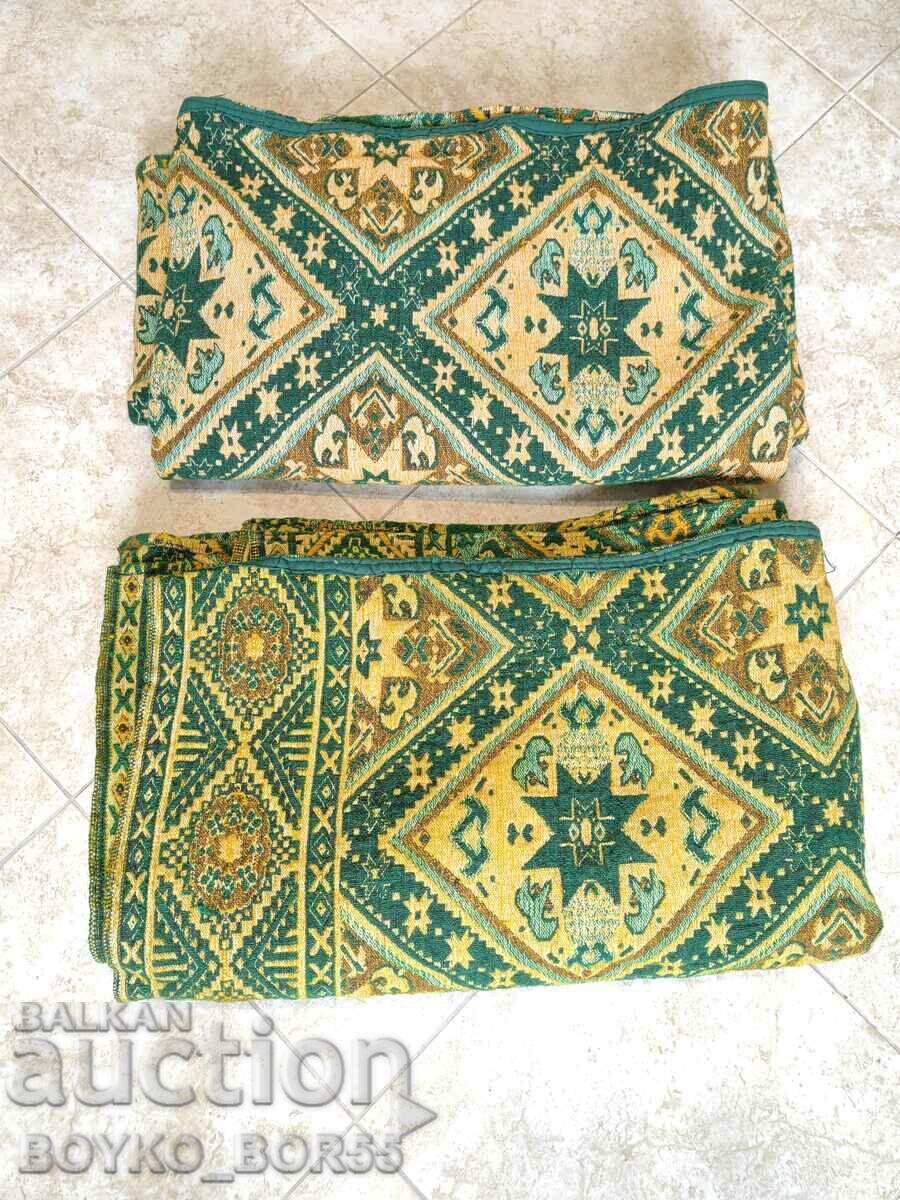 Two Sets of Antique Bed Table Covers 210/145 cm