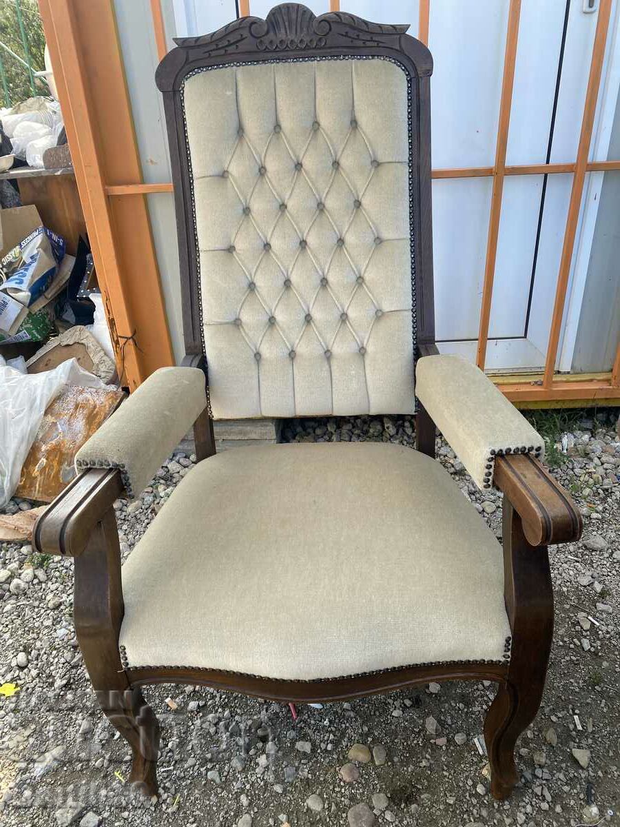 A beautiful Victorian armchair with wood carving