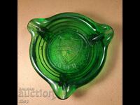 Spartak Pleven football old ashtray green glass