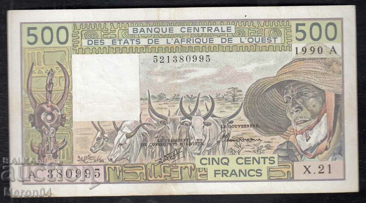 500 de franci 1990, Coasta de Fildeș