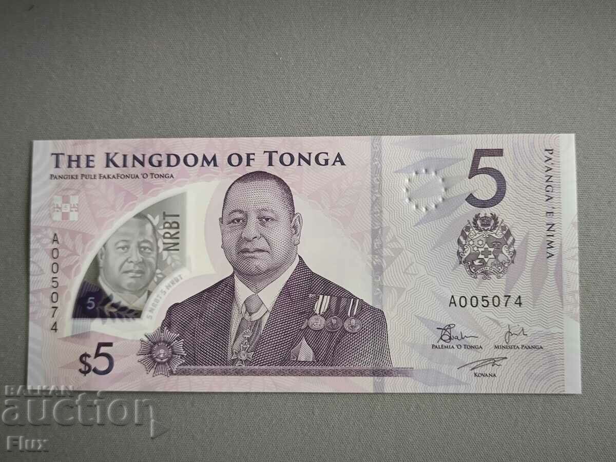 Banknote - Tonga - 5 paanga UNC | 2024