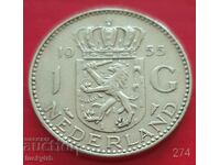 1 guilder 1955 - Netherlands - Silver