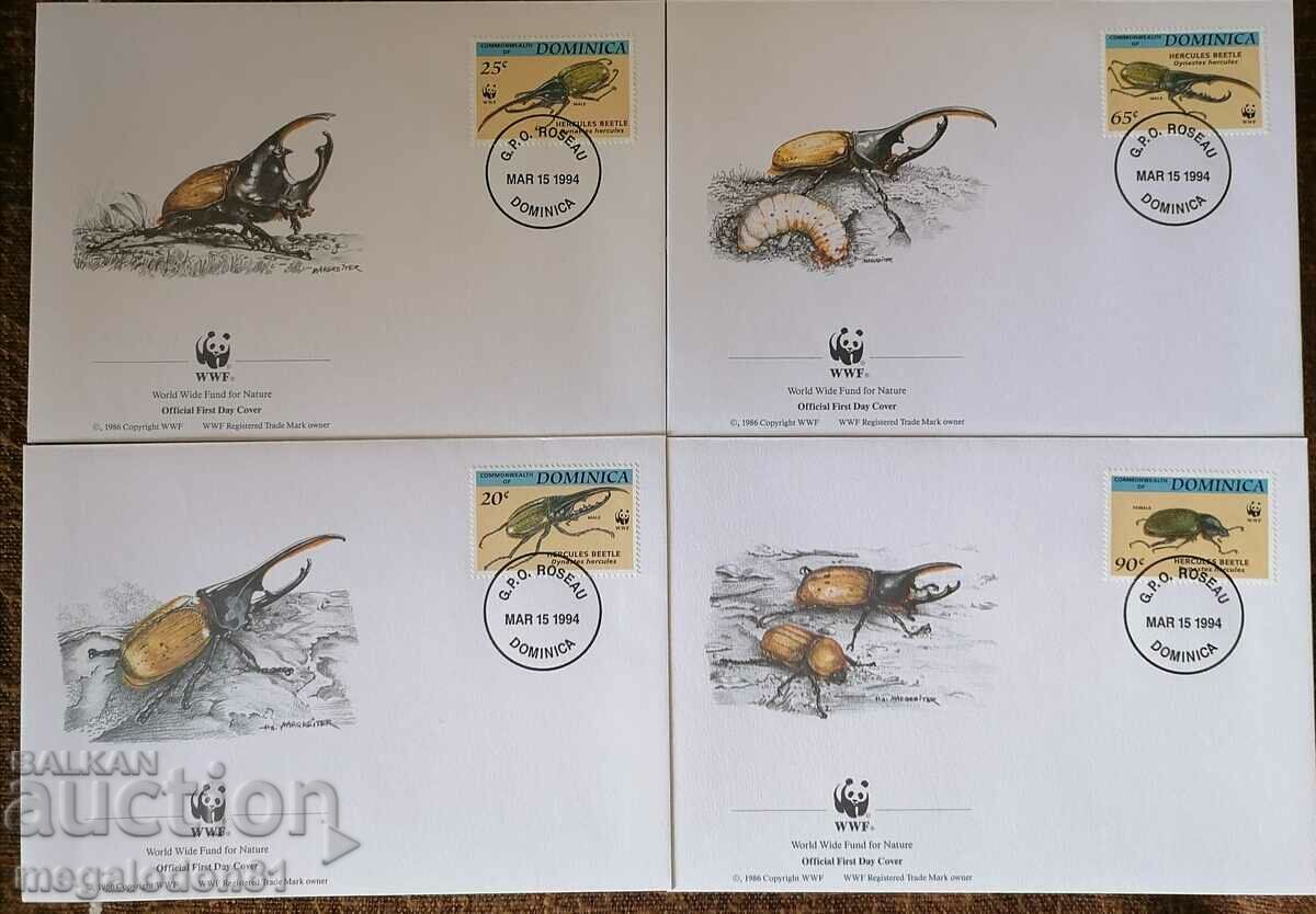 WWF First Day Envelopes, Dominica - Hercules Beetle