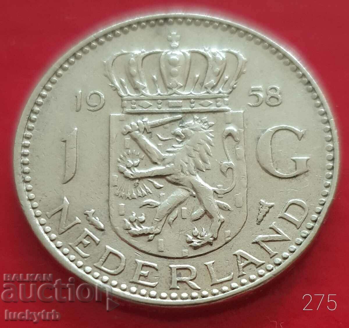 1 guilder 1958 - Netherlands - Silver