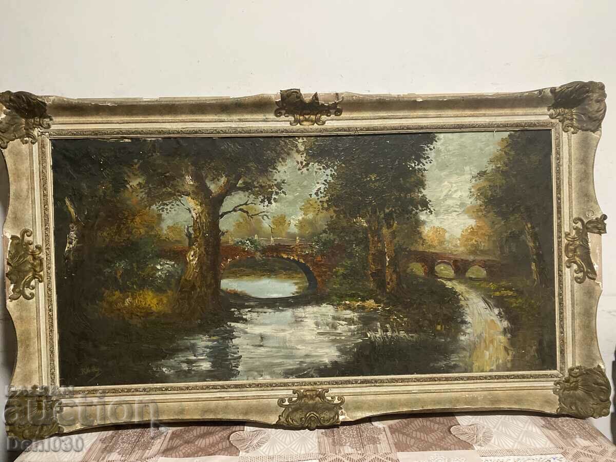 An exceptional very old original oil on canvas painting