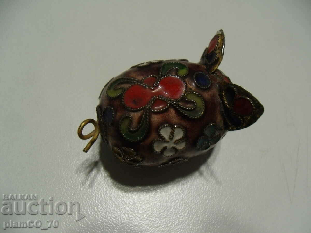 Auction No.*7722 old small brass figurine - with colorful ornaments Auction No.*7722 old small brass figurine - with colorful ornaments