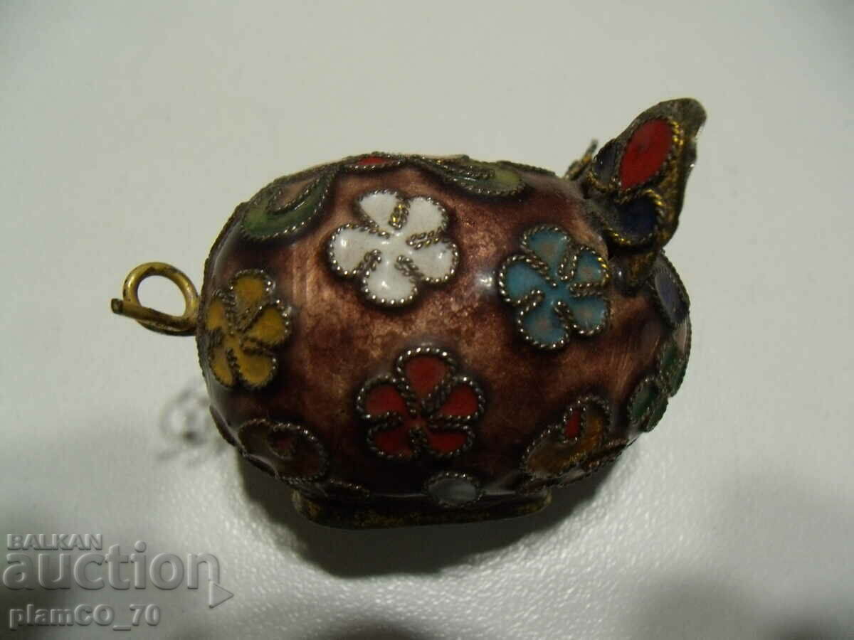 No.*7722 old small brass figurine - with colorful ornaments - 7 No.*7722 old small brass figurine - with colorful ornaments - 7