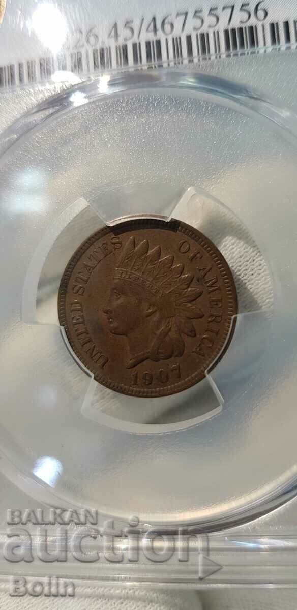 Rare US 1 Cent 1907 XF 45 - Native American - 6 Rare US 1 Cent 1907 XF 45 - Native American - 6