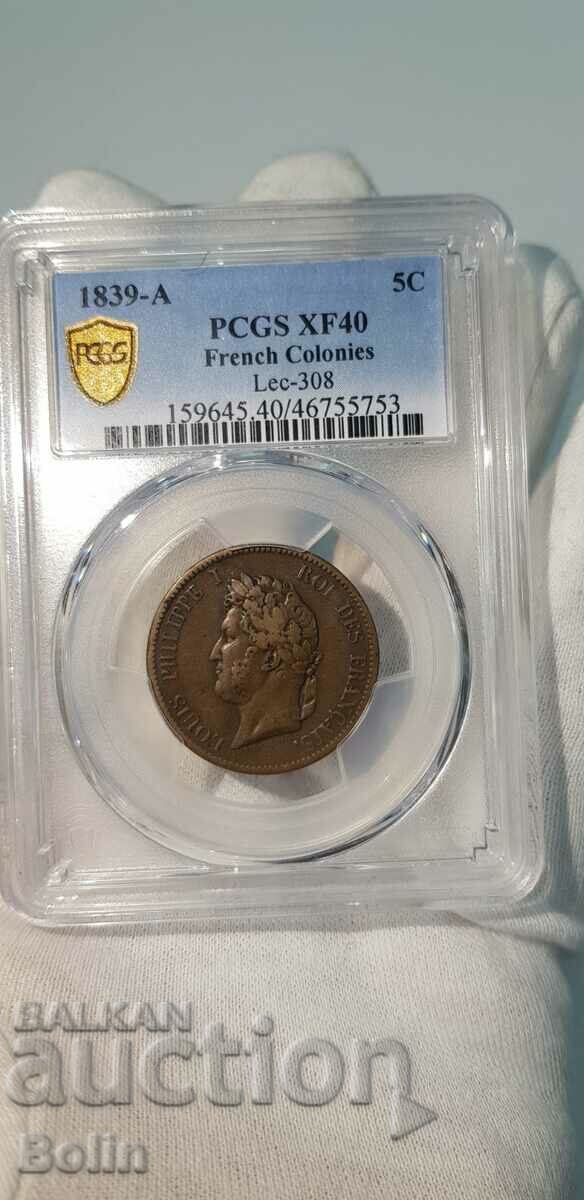 XF 40 - French Collector Coin 5 Cents 1839 A-France - 5