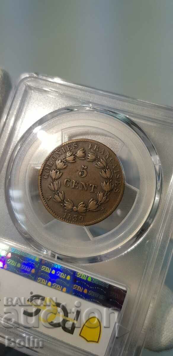 XF 40 - French Collector Coin 5 Cents 1839 A-France - 6