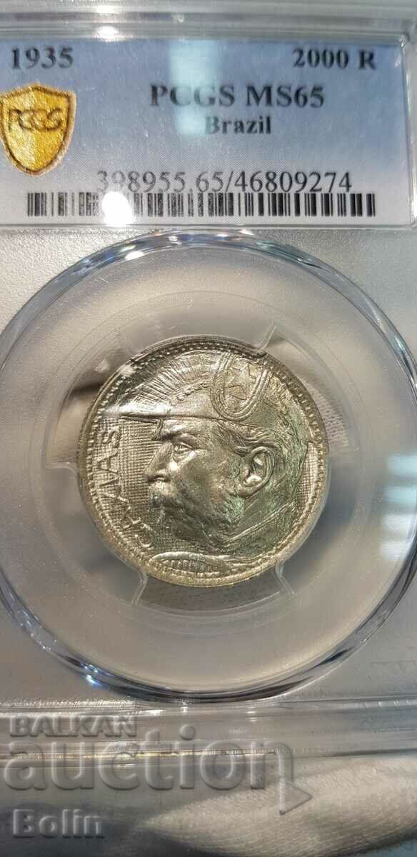 MS 65 - Moneda de colecție de argint 2000 Reas - Brazilia - 6