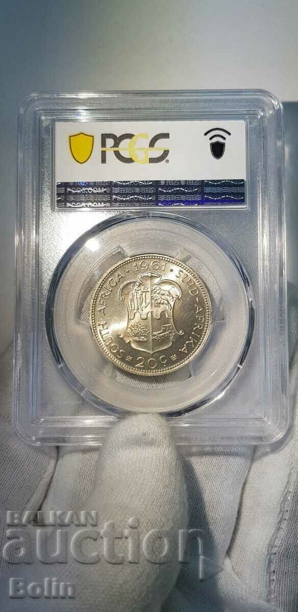 Delivery of MS 64 - South Africa 20cents Silver Collector Coin 1961