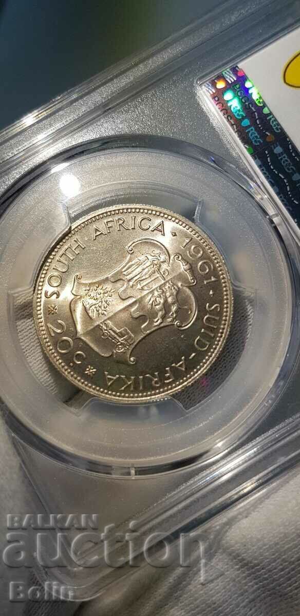 MS 64 - South Africa 20cents Silver Collector Coin 1961 - 6