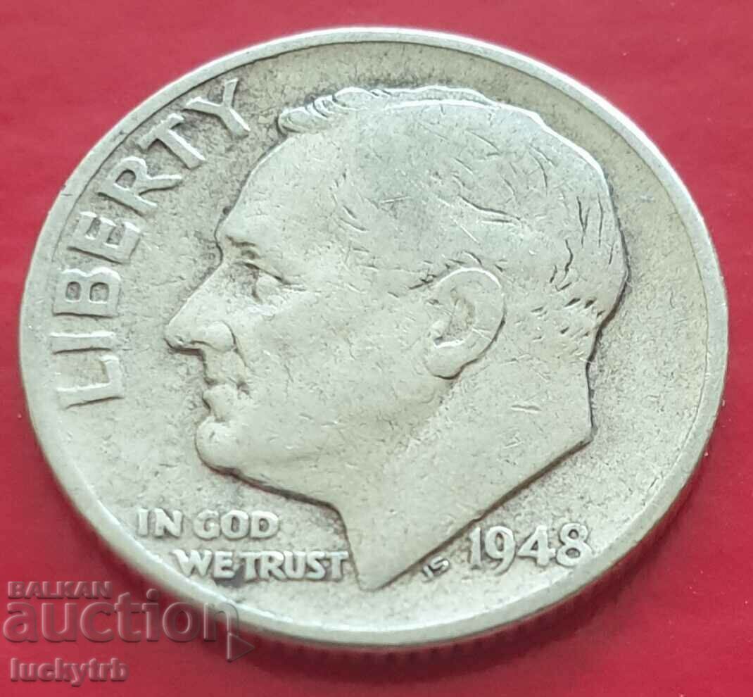1 dime 1948 - USA - Silver with price 10.00 BGN | € 5.11