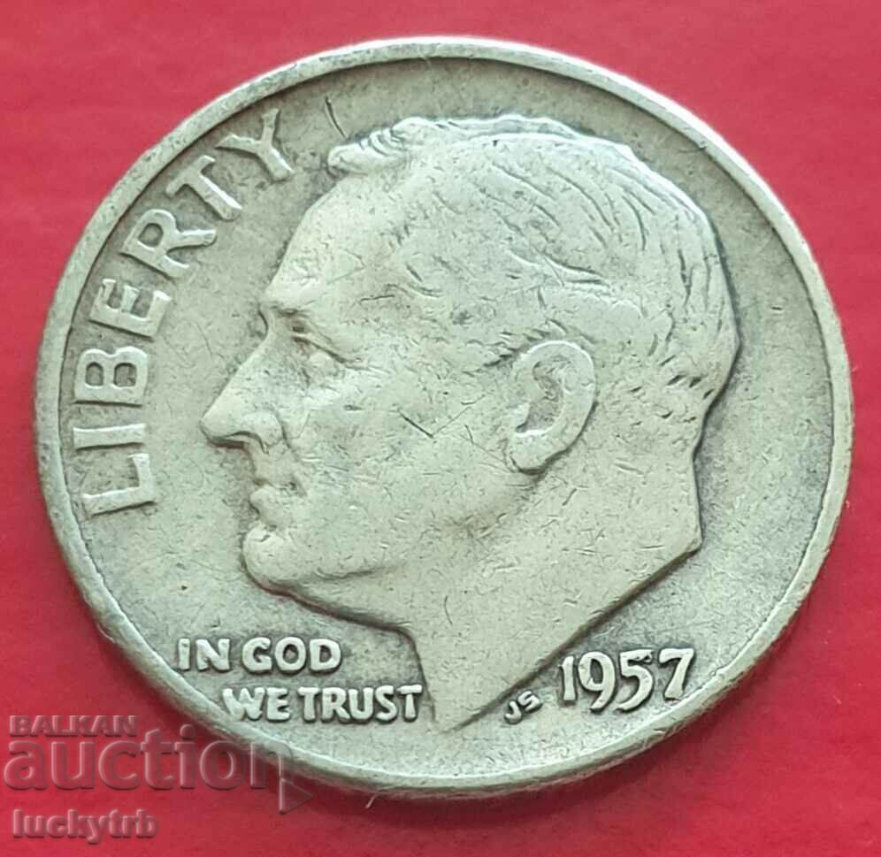 1 dime 1957 "D" - USA - Silver with price 10.00 BGN | € 5.11 1 dime 1957 "D" - USA - Silver with price 10.00 BGN | € 5.11
