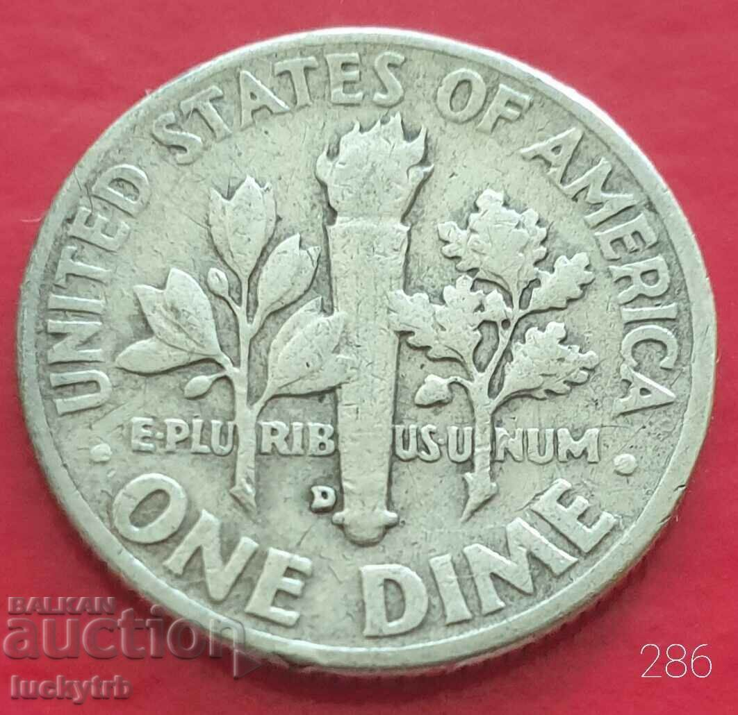 1 dime 1957 "D" - USA - Silver