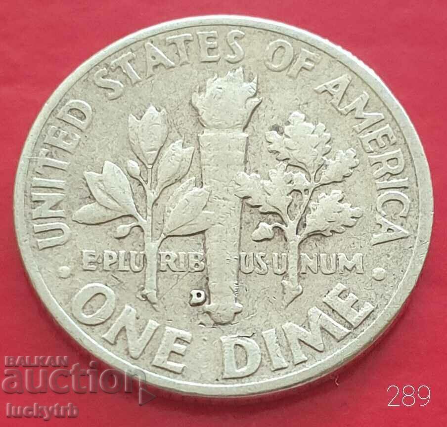 1 dime 1958 "D" - SUA - Argint