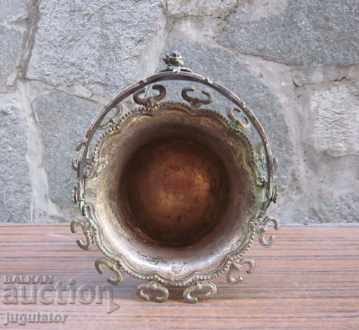 Delivery of antique silver plated sugar bowl with spoon holder Delivery of antique silver plated sugar bowl with spoon holder