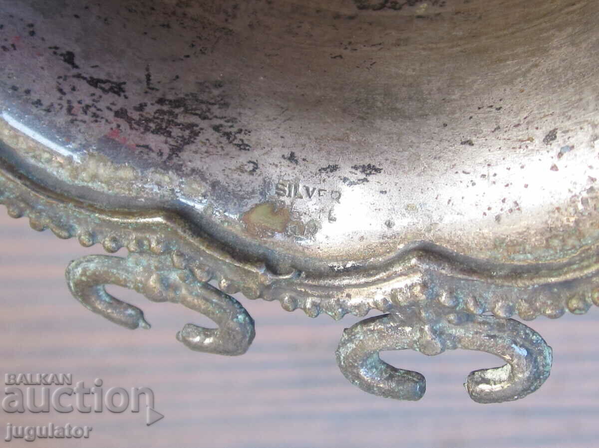 antique silver plated sugar bowl with spoon holder - 6 antique silver plated sugar bowl with spoon holder - 6