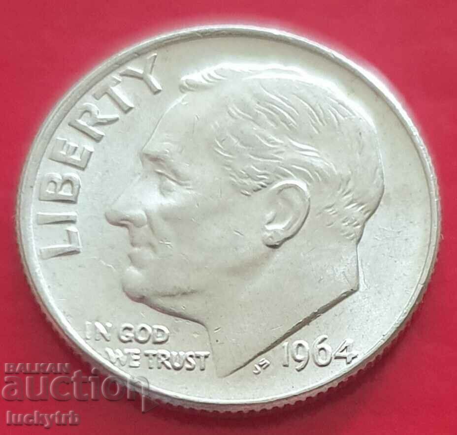 1 dime 1964 - USA - Silver with price 10.00 BGN | € 5.11 1 dime 1964 - USA - Silver with price 10.00 BGN | € 5.11