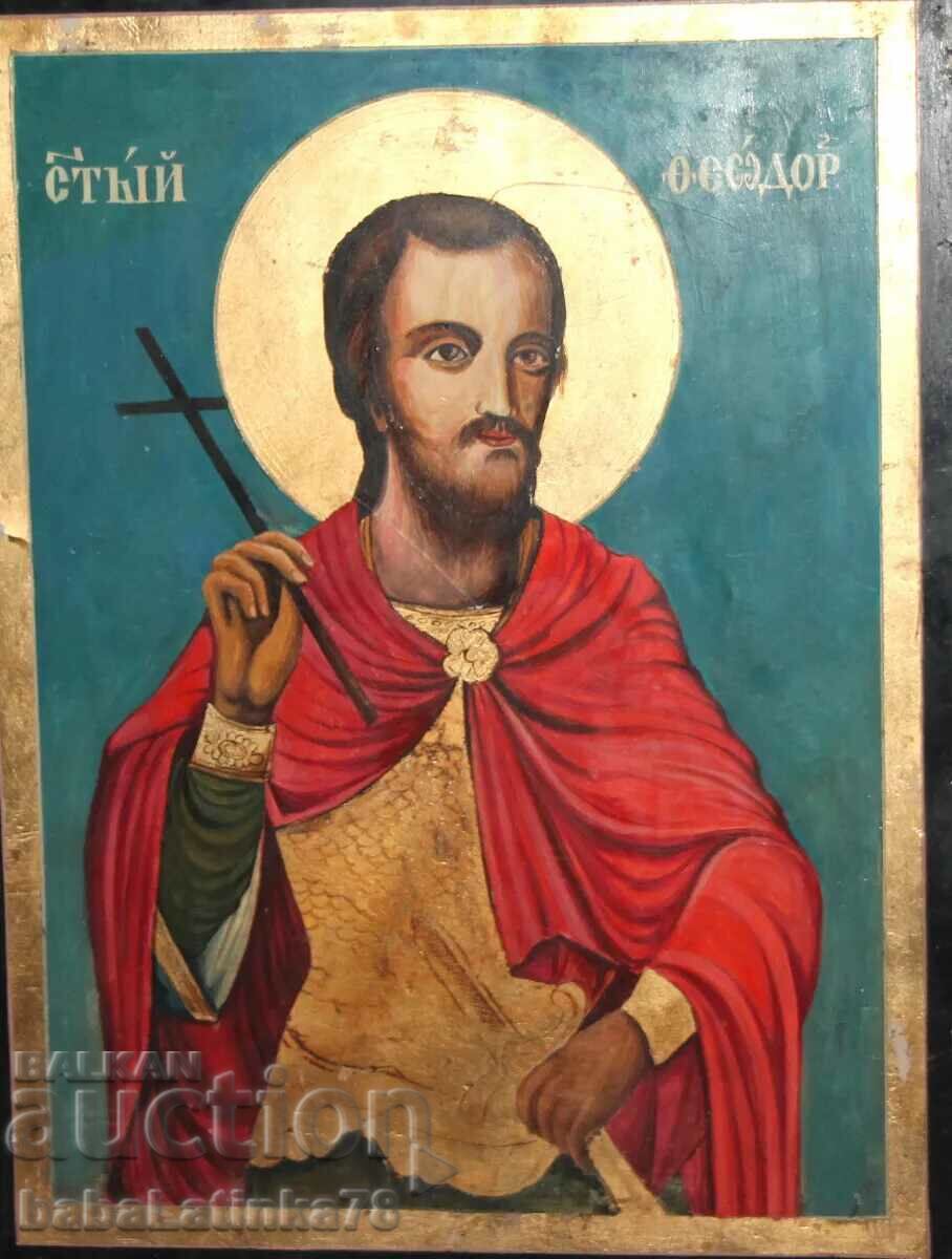 Saint Theodore Tyrone old hand painted icon