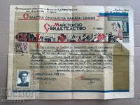 Πιστοποιητικό πλοιάρχου 1938 ραπτική με φορολογικά ένσημα