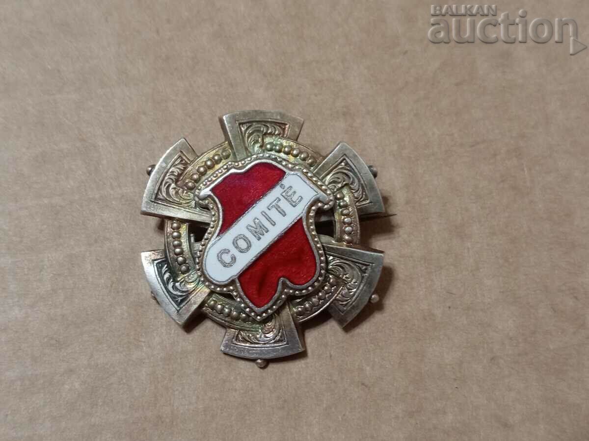 Auction antique silver mark COMITE enamel badge miniature Auction antique silver mark COMITE enamel badge miniature