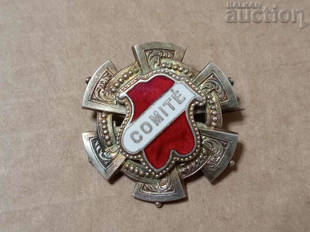 antique silver mark COMITE enamel badge miniature - 5 antique silver mark COMITE enamel badge miniature - 5