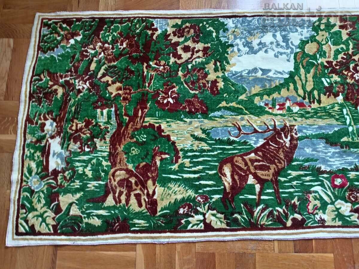 Licitație covor de perete robust pentru vânătoare de epocă cu căprioare și căprioare