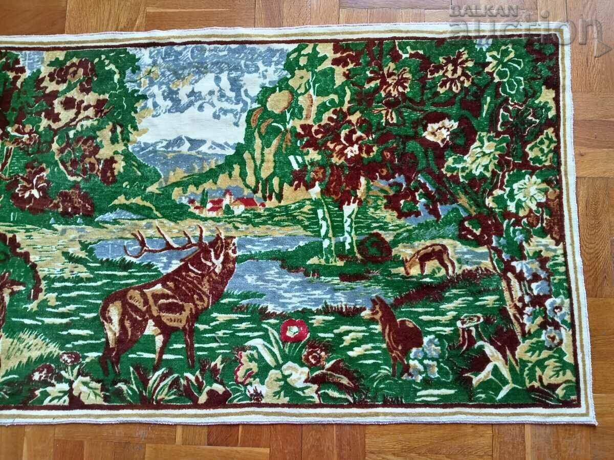 Παράδοση vintage κυνηγετικό ΧΑΛΙ ΤΟΙΧΟΥ ΣΤΡΑΒΗΤΟ με ελάφια και ζαρκάδια Παράδοση vintage κυνηγετικό ΧΑΛΙ ΤΟΙΧΟΥ ΣΤΡΑΒΗΤΟ με ελάφια και ζαρκάδια