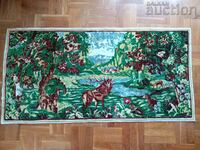 vintage hunting RUGGED WALL RUG with deer and roe deer