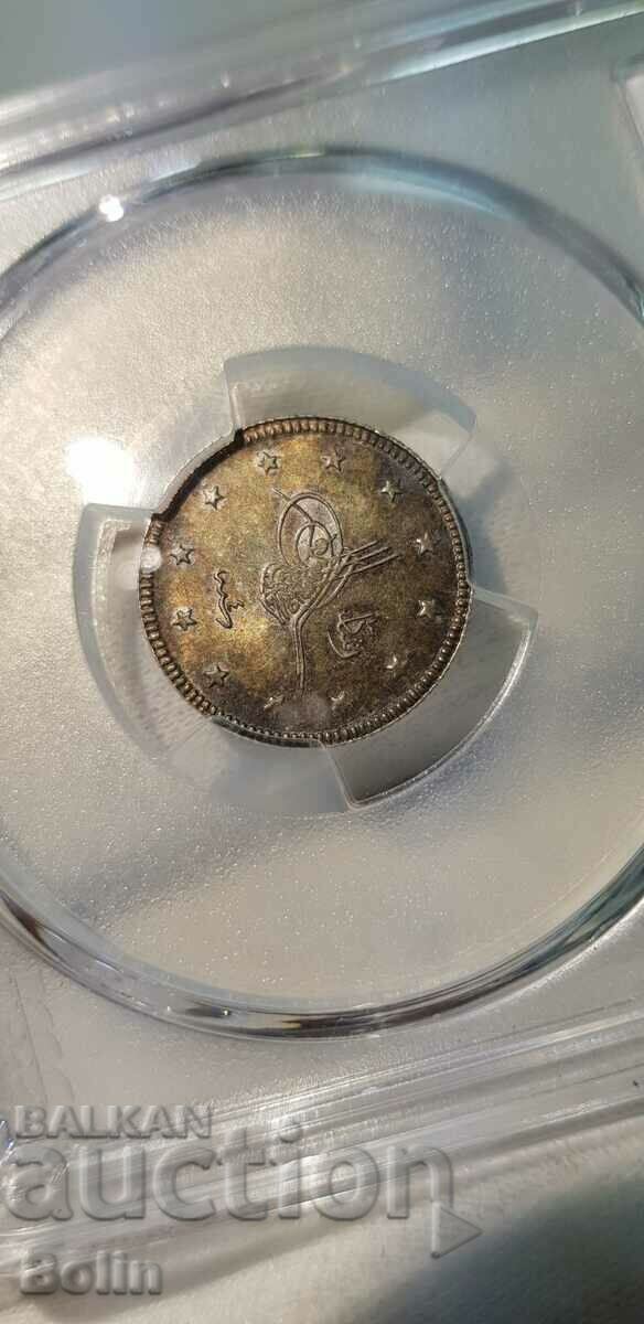 Licitație MS 64 - Moneda turcească de argint, 2 Kurush otomană - 1912