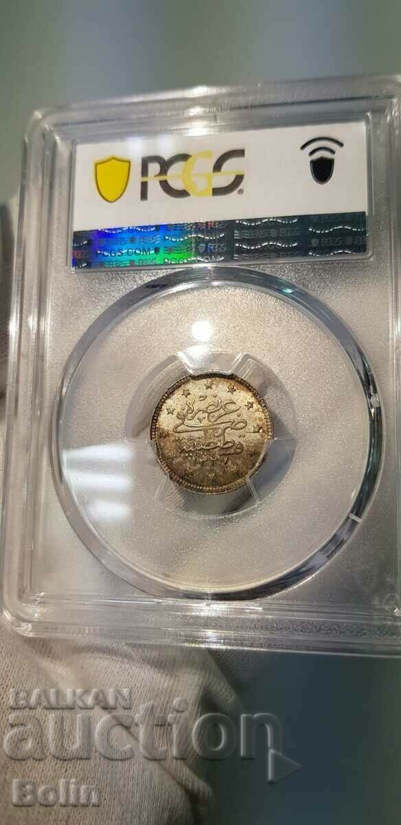 Livrarea MS 64 - Moneda turcească de argint, 2 Kurush otomană - 1912