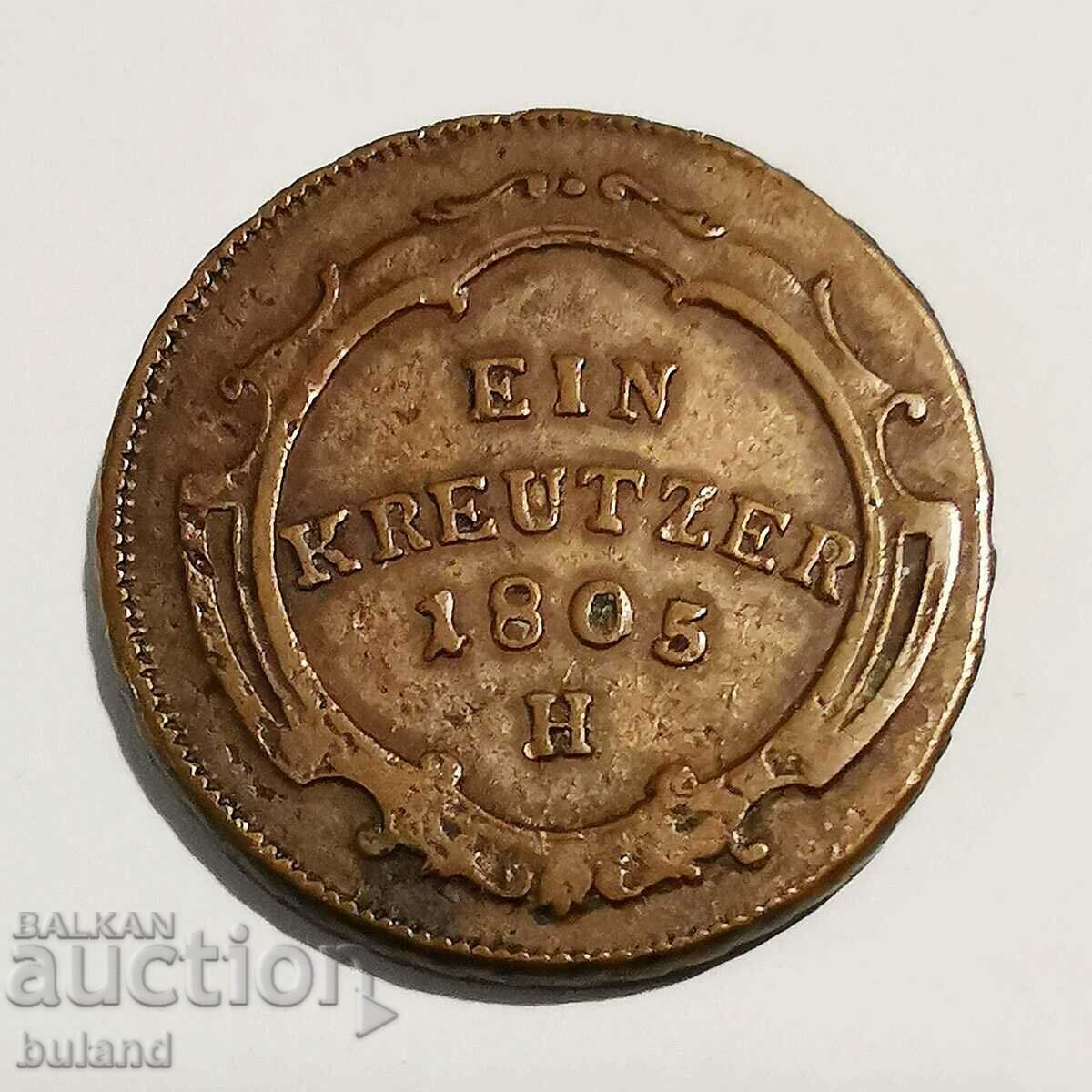 Old Austrian Coin Ein Kreutzer 1805 H Ein Kreutzer