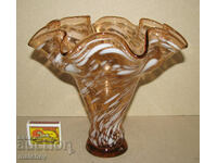 Old vase 19 cm of hand blown colored glass, excellent