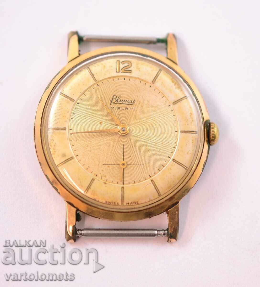 BLUMUS SWISS MADE men's watch with gold plating 20 Mk - not working