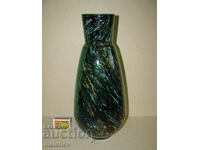 Old hand blown green glass vase 38 cm, excellent