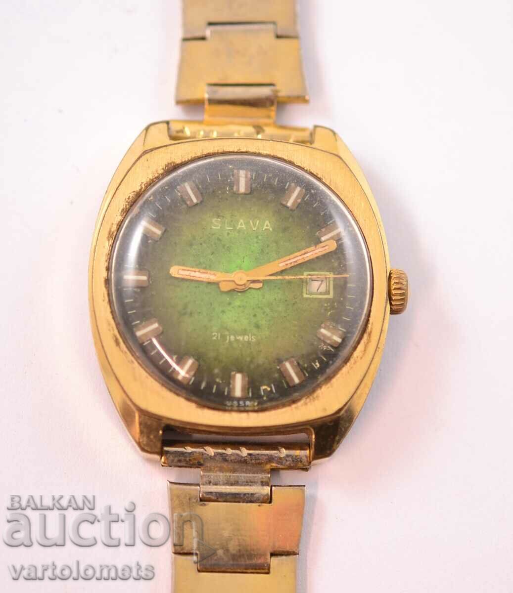 GLORY USSR Men's Watch Gold Plated 10 Mk - Works