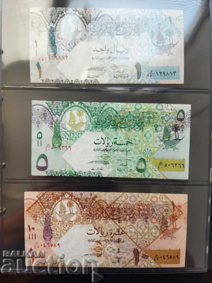 Set de 1, 5 și 10 riali Qatar