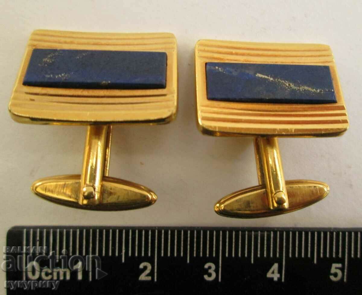 Auction Vintage Gold Plated Cufflinks with Lapis Lazuli Stones Auction Vintage Gold Plated Cufflinks with Lapis Lazuli Stones