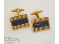 Vintage Gold Plated Cufflinks with Lapis Lazuli Stones