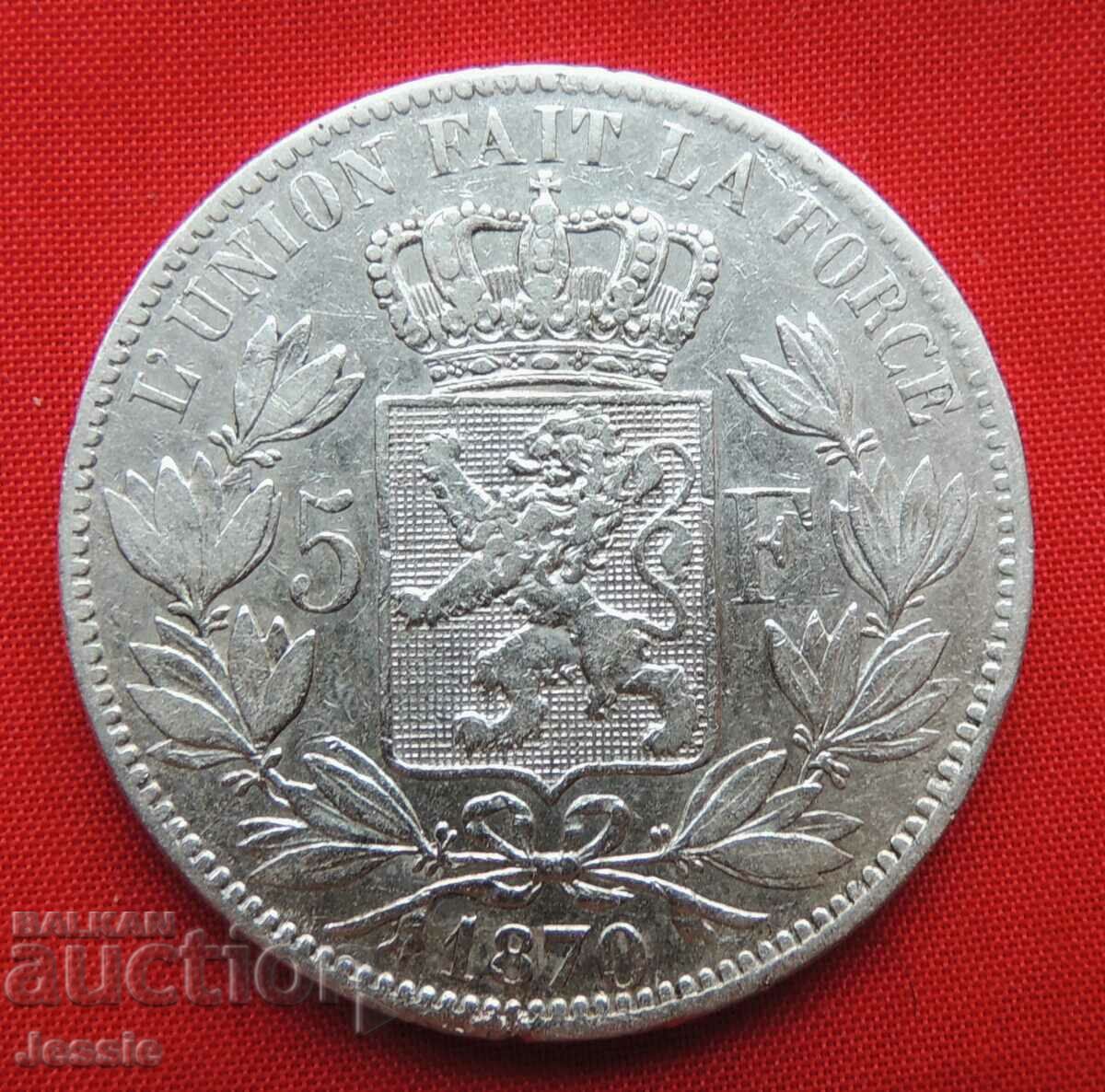 5 Francs 1870 Belgium Silver