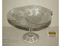 Old glass fruit bowl 24 cm on foot, "grape", excellent