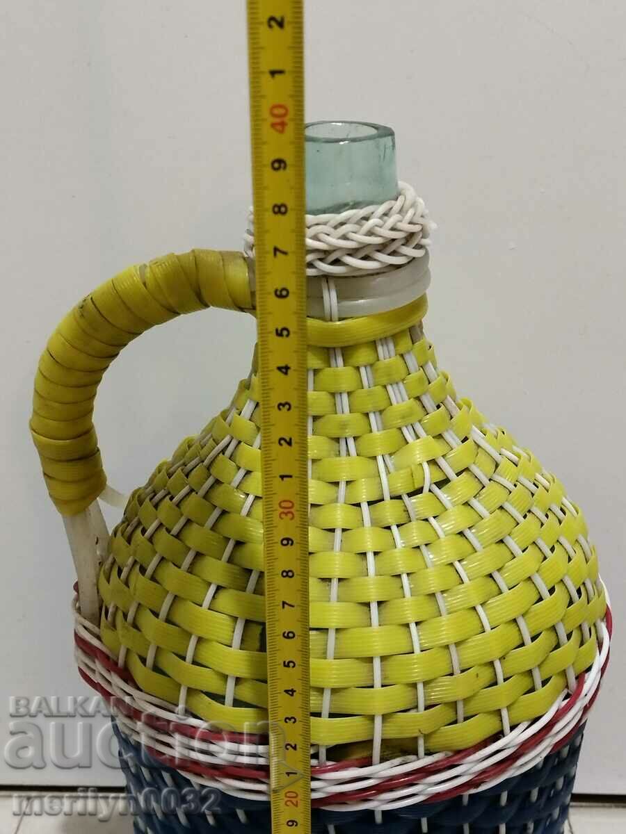 Old damajana with braid, large bottle, glass - 5 Old damajana with braid, large bottle, glass - 5